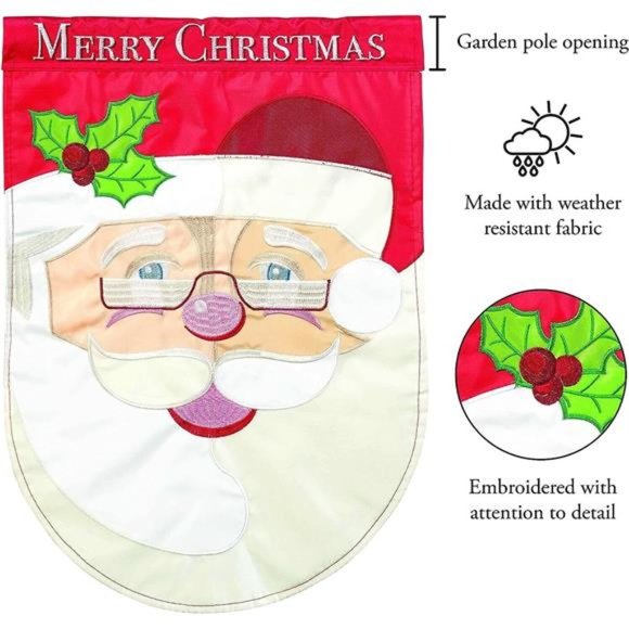 New Magnolia Garden Santa Merry Christmas Shaped Flag M001426 29" x 42" - Picture 5 of 10
